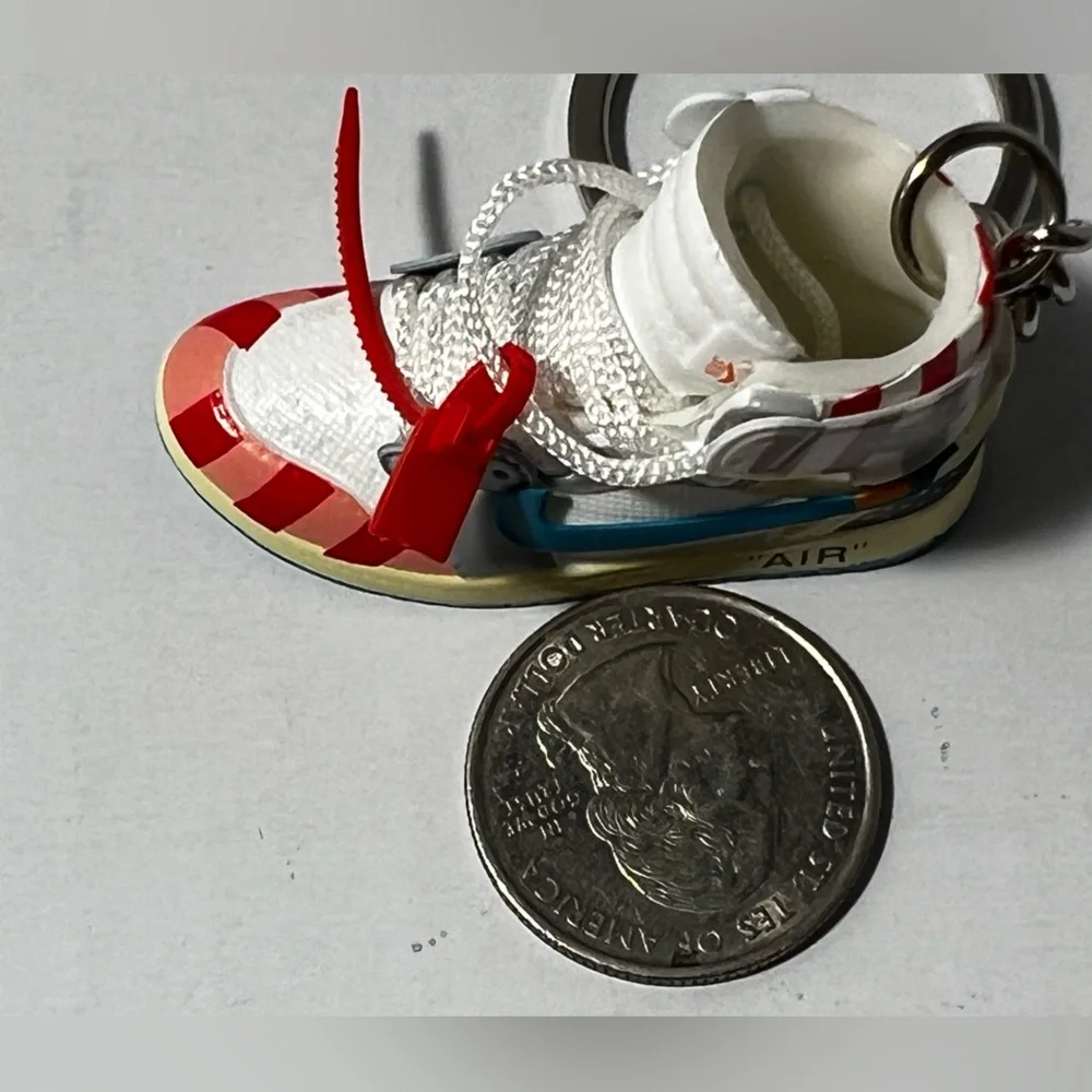 3D Mini Sneaker Keychain‎ Red White Blue high top trinket novelty